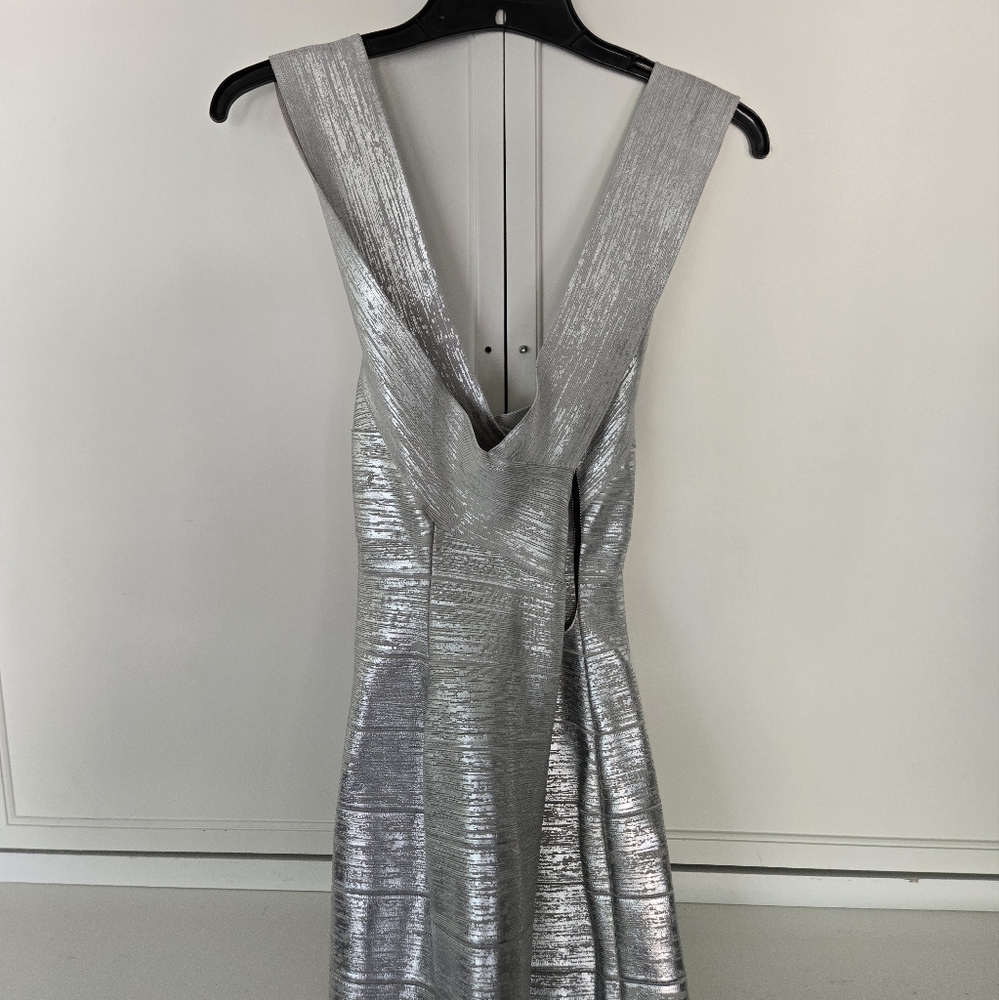 NWT Herve Leger Metallic Foil Bandage Midi Dress - Picture 8 of 14